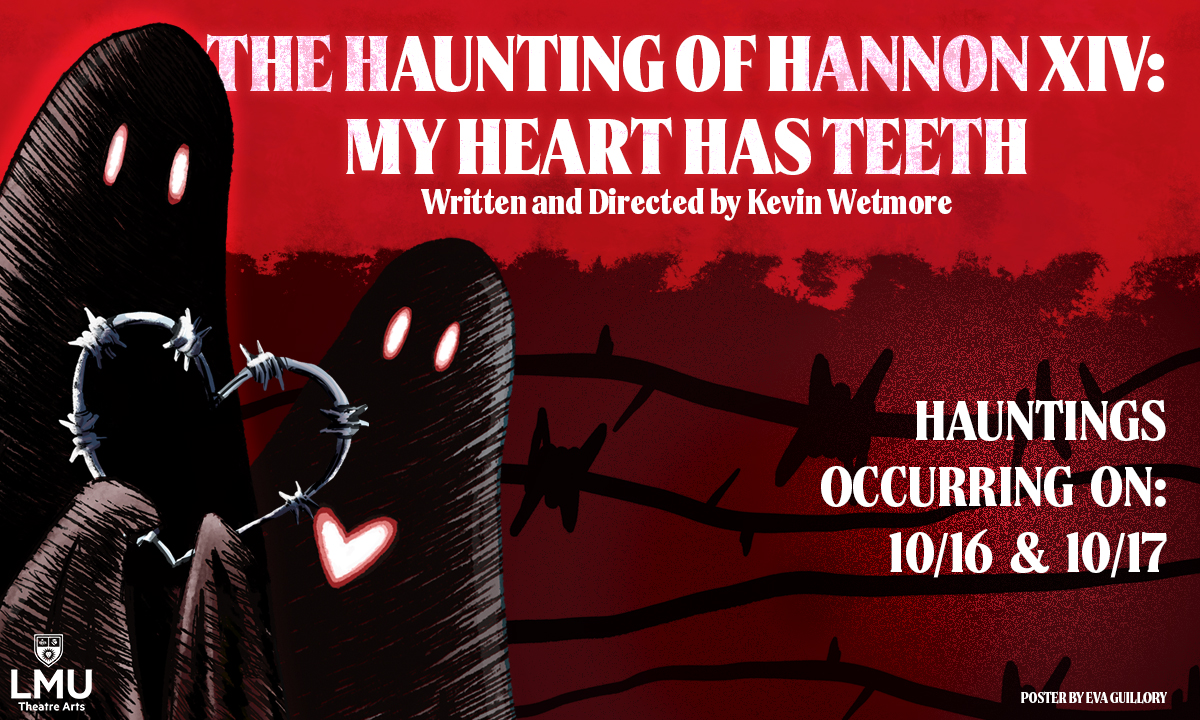 Two cute ghosts holding a barbed wire heart